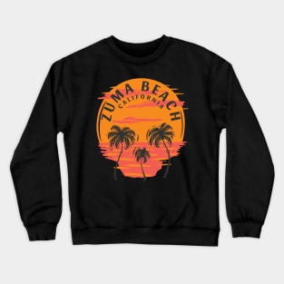 Zuma Beach California Skull Sunset and Palm Trees Crewneck Sweatshirt